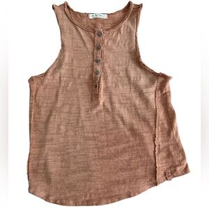 Free People We The Free Raw Edge Henley Tank Clay Rose Size L